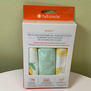 Full Circle Recycled Microfiber All-Purpose Cloths  3 Cloths