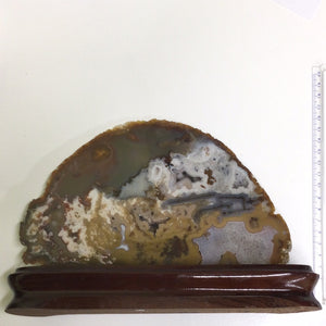 Agate Slice with Wood Base