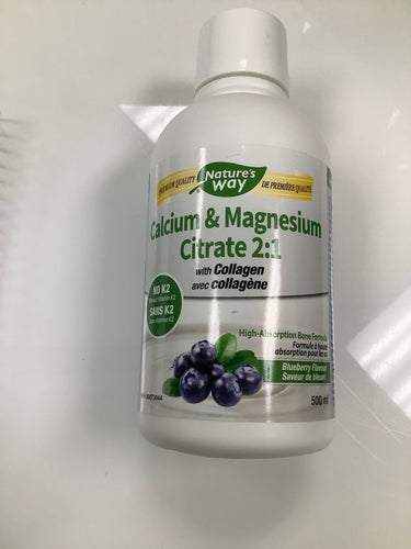 Nature’s Way Calcium and Magnesium Citrate 2:1 Blueberry Flavour No K2