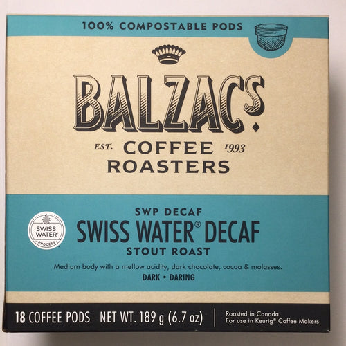 Balzac’s Coffee Roasters Swiss Water Decaf 100% Compostable Coffee Pods