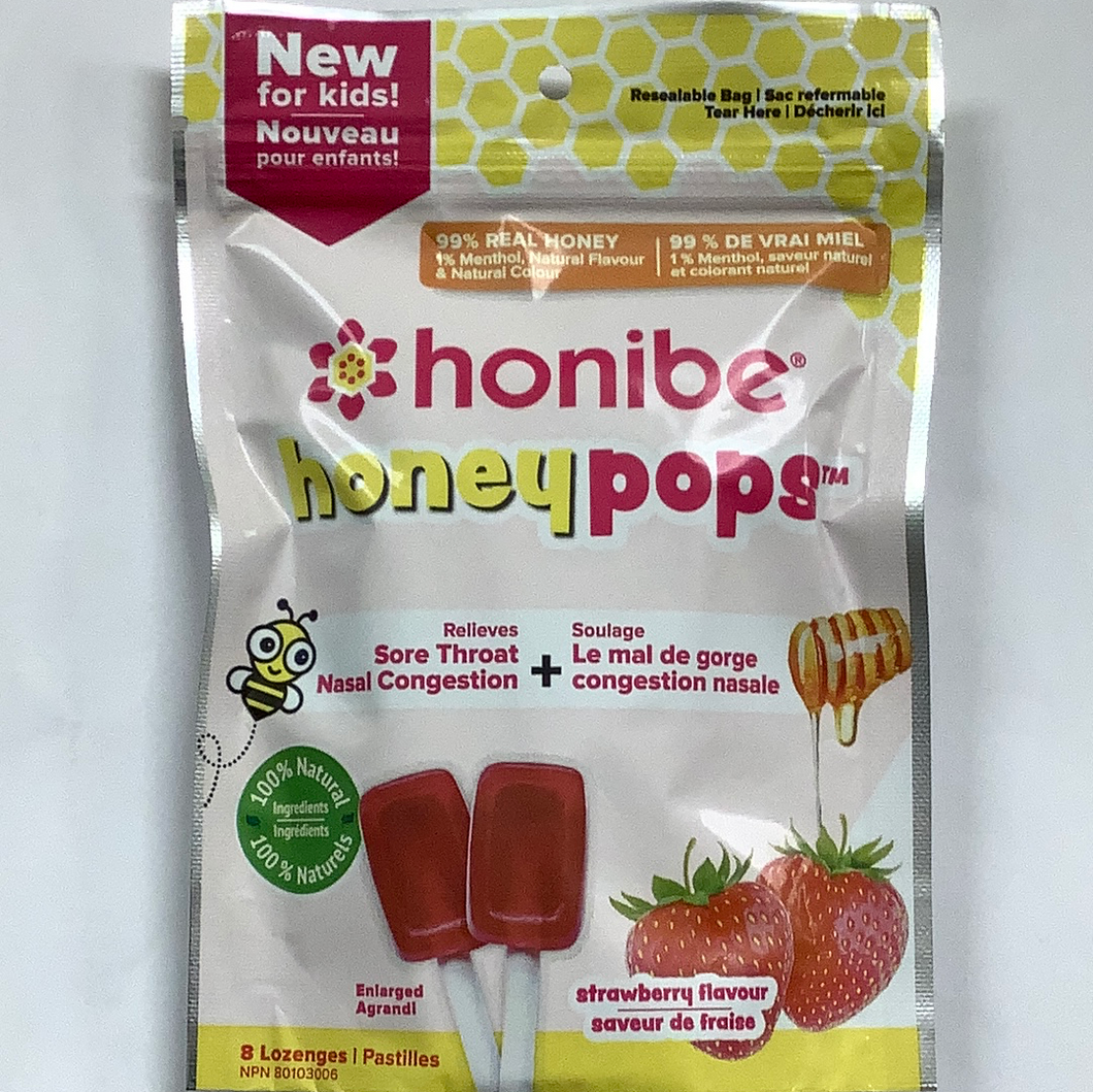 Honibe HoneyPops Strawberry Flavour for Sore Throats