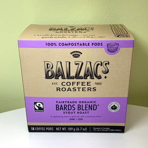 Balzac’s 100% Compostable Coffee Pods ‘Fairtrade Organic Bards Blend’ Stout Roast Dark